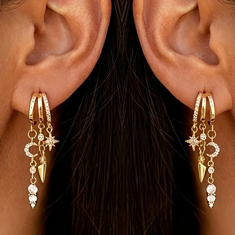 Women's Luxury Layer Design Cubic Zirconia Pendant Earrings